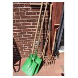 PITCH FORKS, 2 VINTAGE SHOVELS