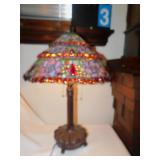 3 TIER-STAINED GLASS LAMP; H: 25" W:18"; 2 BULB;