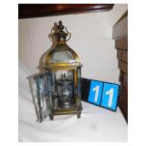 METAL LANTERN WITH TEA LIGHT CENTER; H:20"