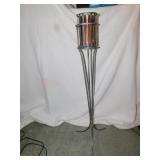 IRON PEWTER FINISH CANDLE STAND; H:36"; BATTERY