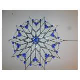 SNOWFLAKE DESIGN LEADED GLASS PANEL; 23 1/2 X 23