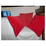 7 DECORATIVE PILLOWS; ONE SUEDE PILLOW; ONE