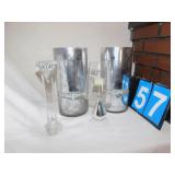 MERCERIZED VASES WITH RHINESTONE TRIM; H:12";