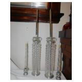GLASS CRYSTAL CANDLE HOLDERS; 12" CRYSTAL CHAINS;