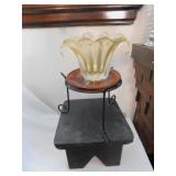 WOOD STEP STOOL; PLANT STAND; TEA LIGHT CANDLE