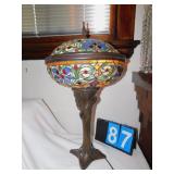 UNIQUE STAINED LAMP; WRAPPED BASE ART NUOVA STYLE