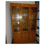 CHINA CABINET; BURLED WOOD; FOUR DOORS GLASS