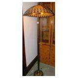 STAINED GLASS FLOOR LAMP; WITH FROSTED PANELS ON
