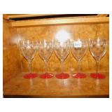 RED BASE ETCHED WINE GLASSES
