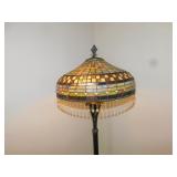 FLOOR LAMP; RIBBED CENTER; BEADS HAS BEEN ADDED;