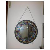 MIRROR STAINED AND LEADED GLASS; 24" ROUND PLUS