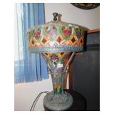 URN BASE LAMP; LIGHT UP BASE; TWO TIER SHADE;