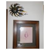 JOHN ENGLAND OWL PRINT; WOOD FRAME; H:18" W:16";