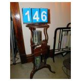 PLANT STAND WITH CENTER DRAWER; TWO CANDLE