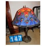 STAINED GLASS LAMP; SINGLE BULB; VIBRANT COLORS;