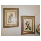 TWO FRAMED PICTURES OF OWLS