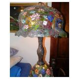 STAINED GLASS LAMP WITH LIGHTED BASE APPROX. 33"T