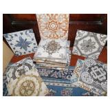 VARIOUS TILES WITH DIFFERENT DESIGNS APPROX. 8"