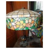 STAINED GLASS LAMP APPROX. 23"H WITH METAL BASE