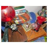 GLASS CASE WITH CANDLE AND OTHER CANDLES, GLASS