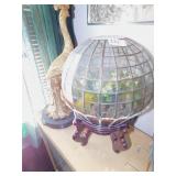 CANDLE HOLDERS, SMALL STAINED-GLASS PIECE APPROX.