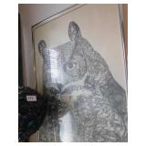 OWL PICTURE PENCIL DRAWING 28"H