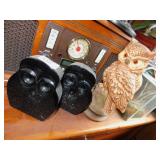 CERAMIC OWL MINOR CHIPS ON BACK WITH HOLE FOR