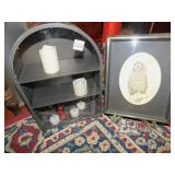 SMALL TIN 3 TIER SHELF WITH LED CANDLES, AND OWL