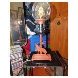 METAL STAND 15"H AND GLASS BALL LIGHT WITH WOLF