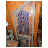 STAINED GLASS PIECE WITH WOODEN FRAME 62"H X 21"W