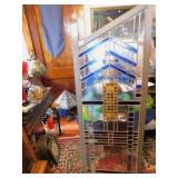 STAINED GLASS PIECE WITH WOODEN FRAME 62"H X 21"W