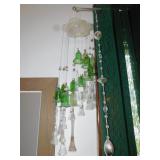 GLASS WINDCHIME, HANGING BEADS, CRYSTALS, AND 2