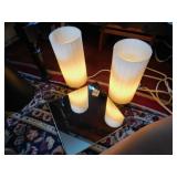 2 ELECTRIC POWERED WHITE GLASS LIGHTS, SQUARE