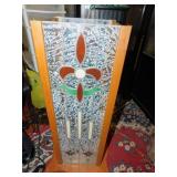 WOODEN CASE-STAINED GLASS 29"H X 12"W WITH SMALL