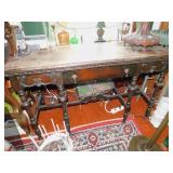 VINTAGE TABLE WITH DRAWER AND 8 LEGS- 29"H X 48