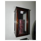 GLASS AND WOODEN BOX WITH CANDLE INSIDE