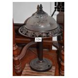 SMALL TABLE LAMP WITH GLASS SHADE LIGHT METAL