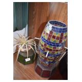 TWO RISERS GLASS, GLASS CANDLE HOLDER ETC.