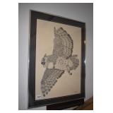 TWO OWL PICTURES ONE SIGNED PRINT STEVE LEONARDI