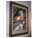 WATERFALL FRAMED PICTURE AND LARGE NATURE SCENE