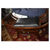 END OF BED BENCH WOOD LEATHER SEAT