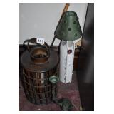 WOOD LANTERN, BRASS FROG CANDLE HOLDER, INSECT