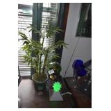 FAUX BAMBOO TREE, LIGHT UP OIL LAMP AND LIGHT