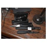 KITCHEN KNIFE, BUTTERFLY KNIFE, CLOCK