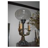 CAST ALUMINUM BASE CANDLESTICK LAMP WITH GLASS