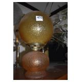 OIL LAMP WITH YELLOW SHADE SOME OIL IN LAMP 14"H