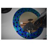 BLUE AND GREEN WALL MIRROR AND HALF MOON MIRROR