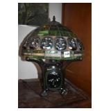 TABLE LAMP LEADED GLASS TOP UNIQUE DESIGN 22" H