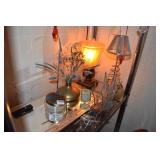 CONTENTS OF SHELF GLASS TRAY, POTPOURRI ETC.