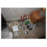 ASSORTED GROUP OF CANDLE HOLDERS ETC.